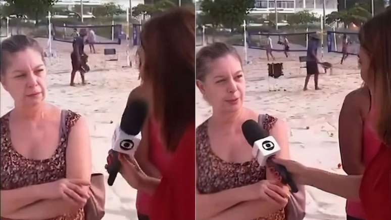 Momento em que senhora ignora repórter da Globo