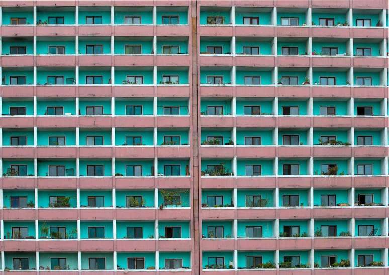 Apartamentos no centro de Pyongyang