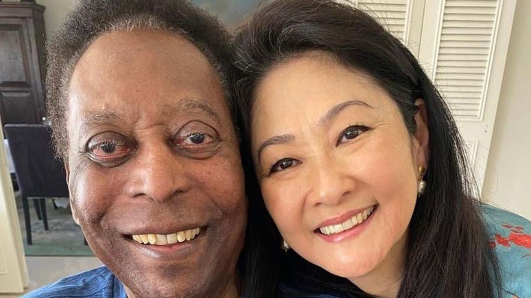 Pelé e a viúva Márcia Aoki