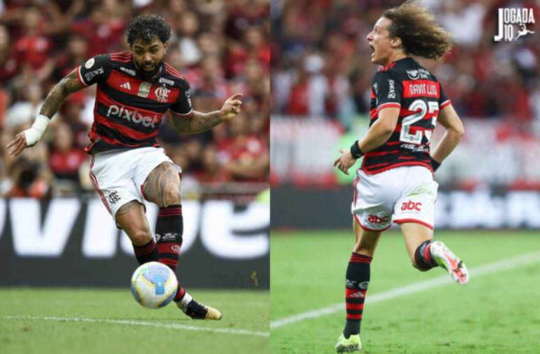 Marcelo Cortes/ Flamengo Gilvan de Souza/ CRF - Legenda: Gabigol e David Luiz foram titulares na final da Libertadores 2022