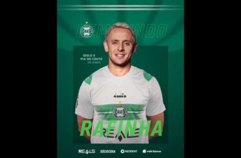 Reprodução - Legenda: Rafinha é anunciado pelo Coritiba