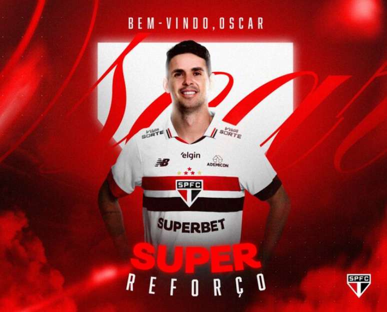 Oscar foi anunciado como reforço do São Paulo nesta terça.