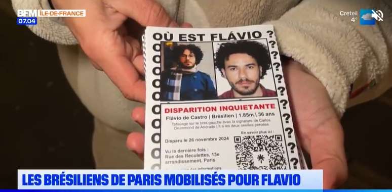 O canal francês BFM TV exibiu matéria sobre a procura pelo brasileirogrupo de whatsapp de aposta de futebolParis: "Onde está Flávio?"