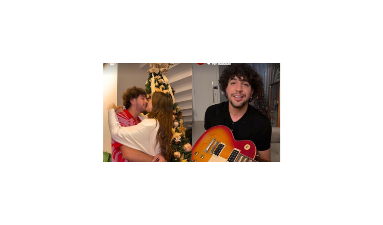 Rafa Kalimann realiza sonho de Nattanzinho e presenteia namorado com guitarra autografada por Djavan no Natal.