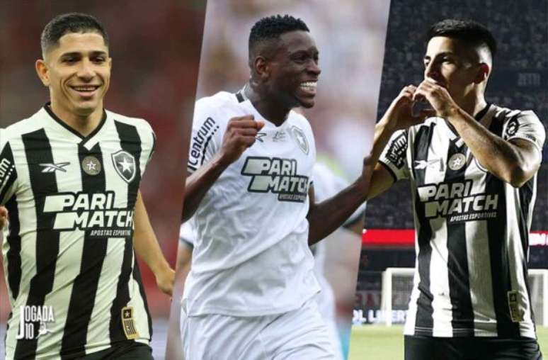 Fotos: Vitor Silva/Botafogo - Legenda: Savarino, Luiz Henrique e Almada concorrem ao prêmio de Rei da América