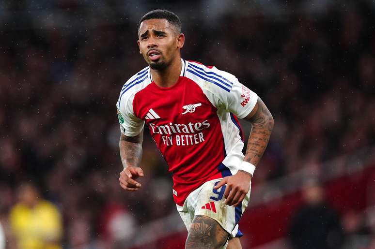 Gabriel Jesus (Arsenal) durante jogo contra o Crystal Palace, no dia 18.12.2024 