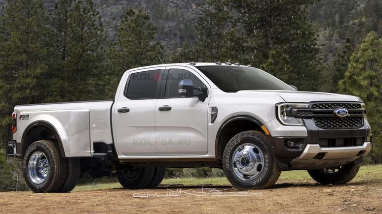 Projeção do novo Ford Ranger Super Duty feita pelo site Kolesa