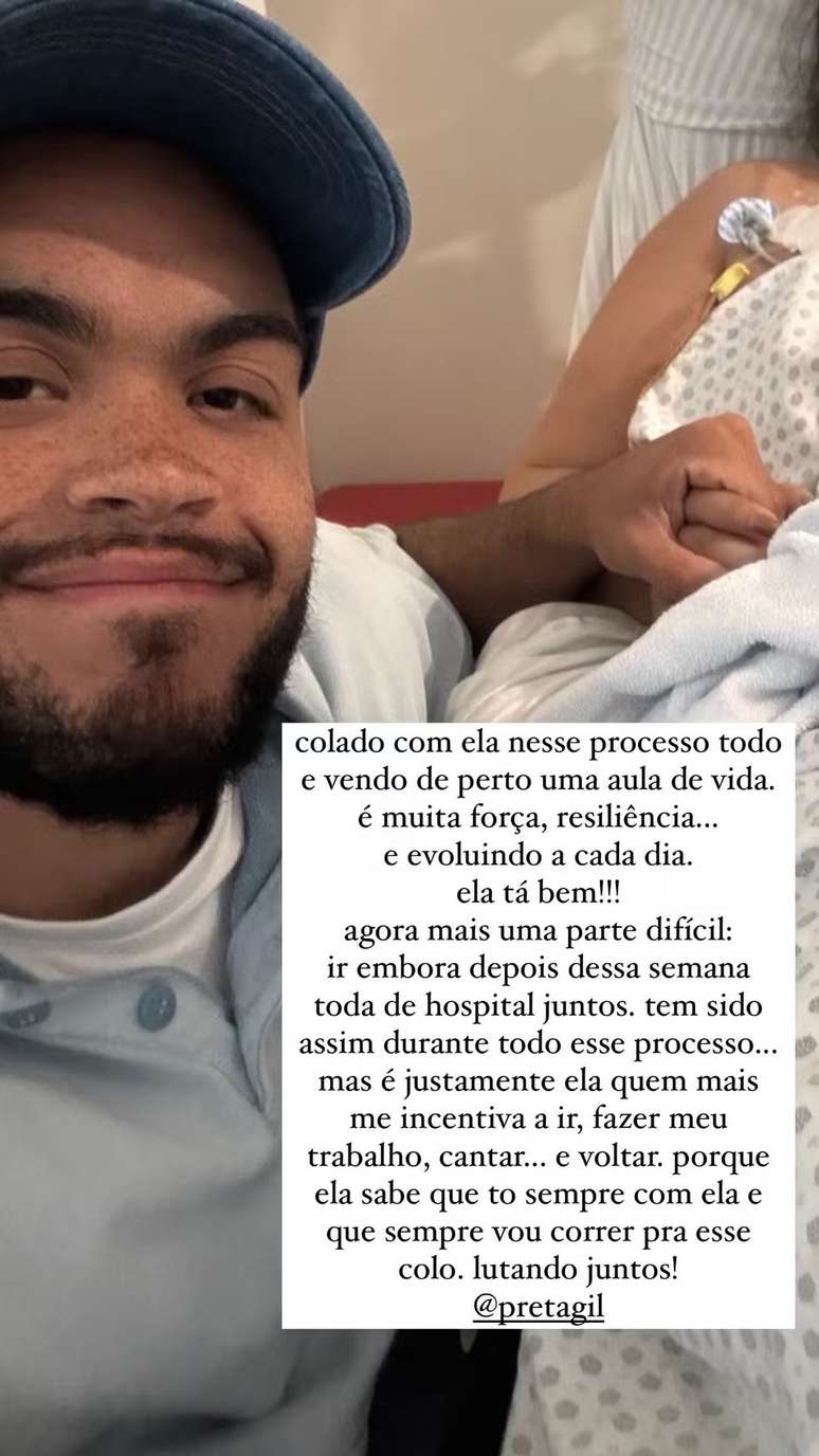 O filho de Preta Gil agradeceu a equipe médica e atualizou sobre o estado da mãe