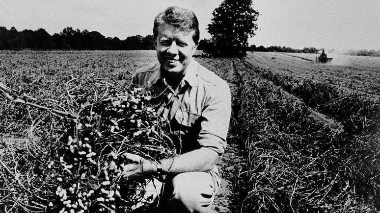 Jimmy Carter em sua fazenda de amendoim na Geórgia em 1976