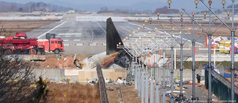 Manuais do aeroporto informam que a barreira estava a 199 metros do final da pista, 41 a menos do que recomendações internacionais