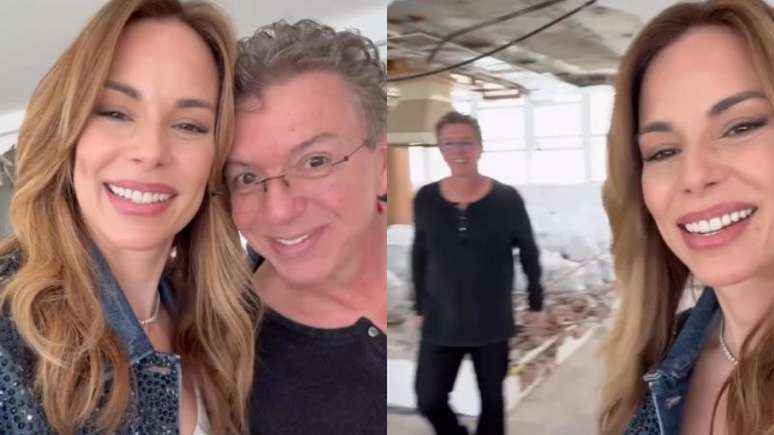 Ana Furtado e Boninho em seu novo apartamento