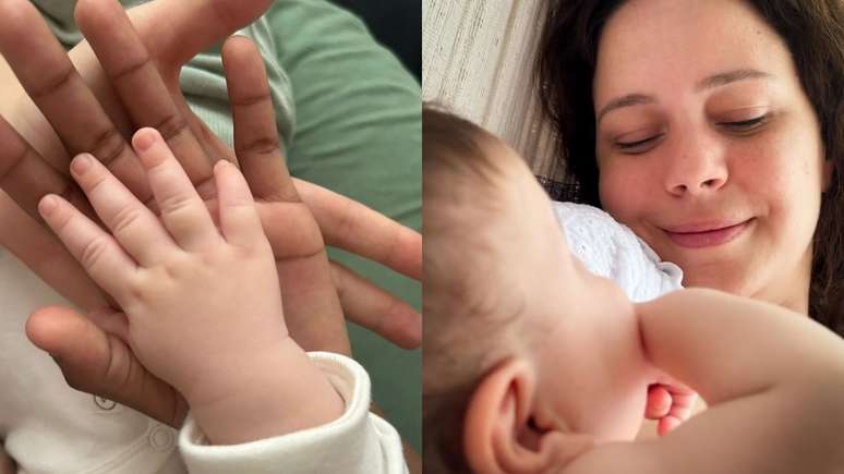 Leandra Leal encanta seguidores com foto inédita ao lado do filho de 4 meses