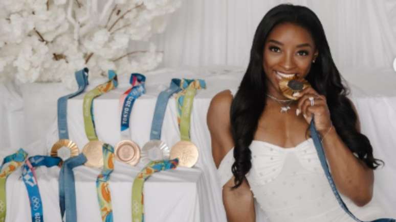 Simone Biles e suas medalhas