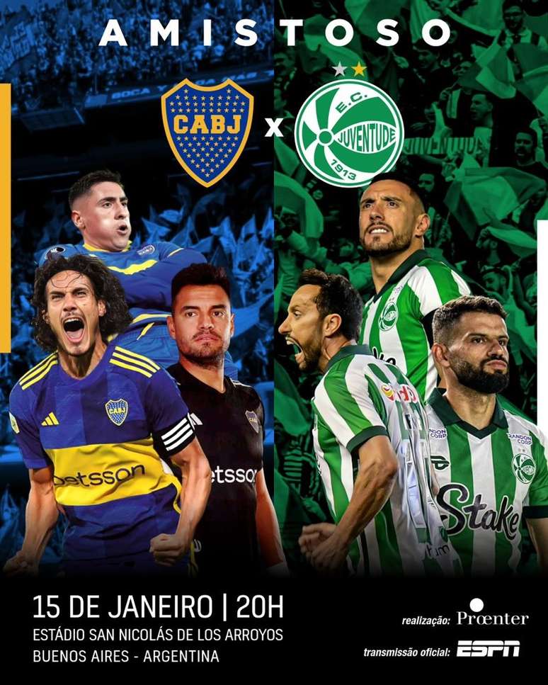 Boca Juniors e Juventude se enfrentam. 