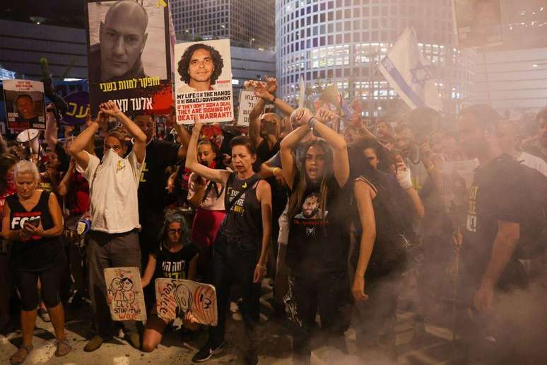 Protesto por mais ações para a libertação dos reféns deixados pelo Hamassite galera bet é confiavelIsraelsite galera bet é confiavel7 de outubro