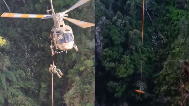 Resgate foi feito via helicóptero 