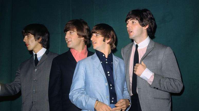 Os Beatles em sua primeira viagem aos Estados Unidos em 1964