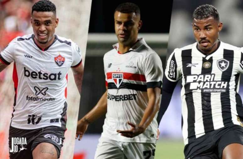 Fotos: Victor Ferreira/EC Vitória, Rubens Chiri/São Paulo e Vitor Silva/Botafogo - Legenda: Alerrandro, Alisson e Cuiabano são pechinchas do mercado