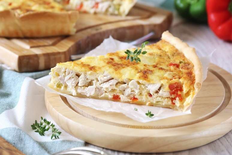 Quiche proteica de frango com palmito