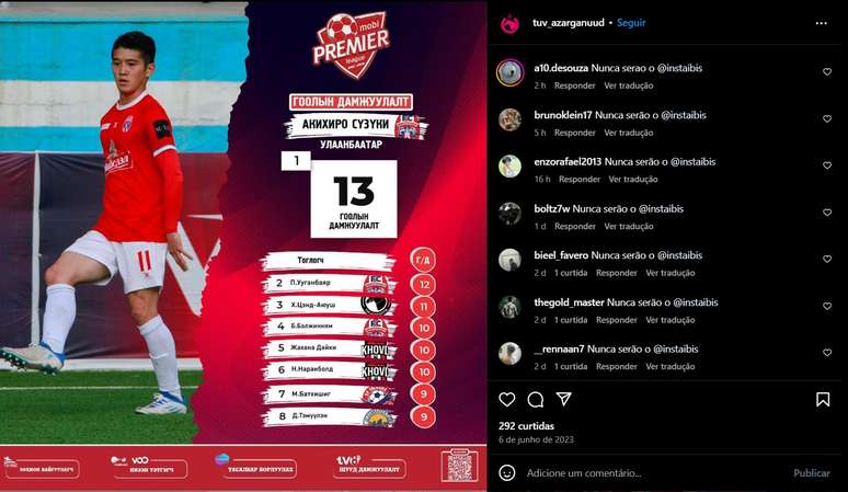 Brasileiros mencionaram o &Iacute;bis nos coment&aacute;rios do time mongol