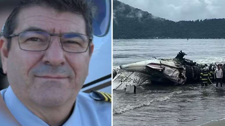 Piloto Paulo Seghetto e avião que caiu em Ubatuba