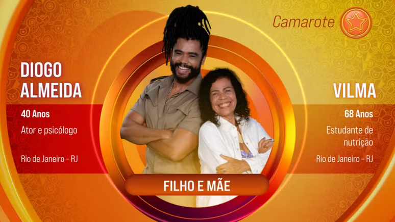 BBB 25: Ator Diogo Almeida e a mãe, Vilma, entram juntos no reality show