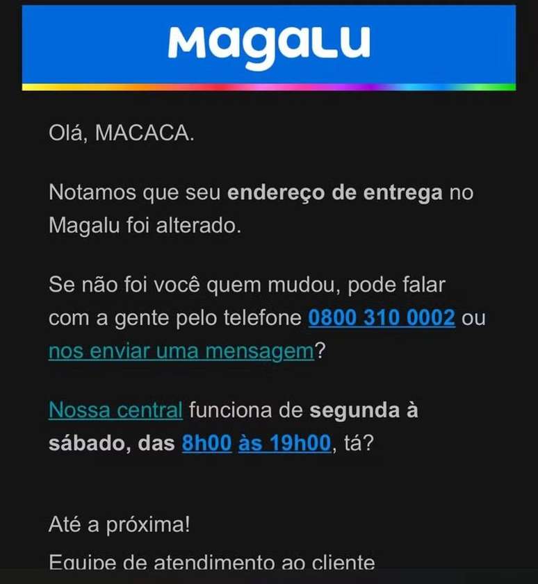 Email recebido por Suzan - Reprodução/G1