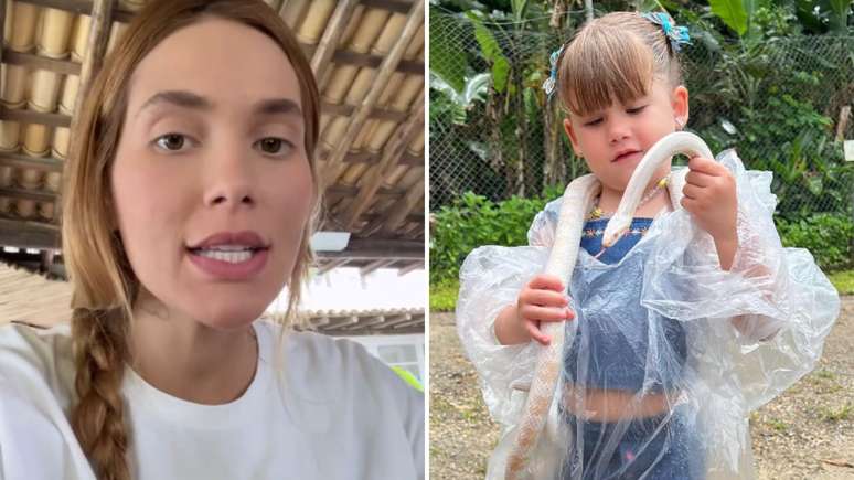 Gente! Filha de Virginia surge segurando uma cobra e assusta fãs: 'Que perigo'