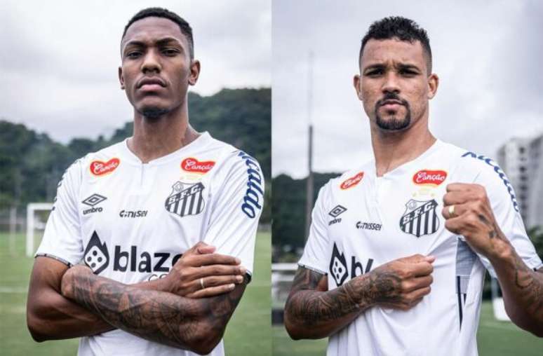 Fotos: Divulgação / Santos - Legenda: Zé Ivaldo e Luisão são os novos reforços do Santos para a temporada de 2025