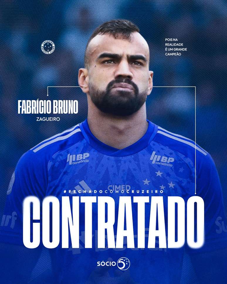 Fabrício Bruno é anunciado como novo reforço do Cruzeiro.