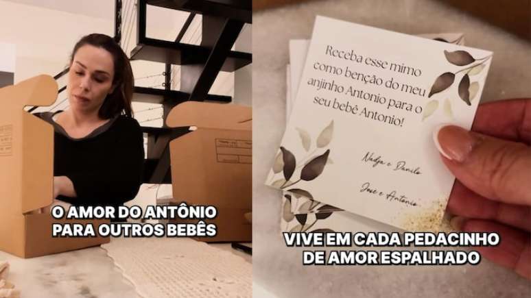 A apresentadora Nadja Haddad compartilha o momento de doação das roupas de seu filho Antônio.