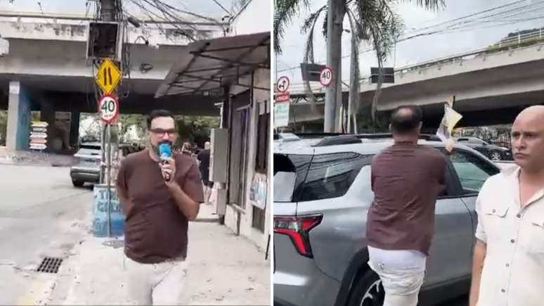 Thiago Sodré, repórter do A Tarde É Sua, perdeu as calças durante reportagem enquanto corria atrás de Gracyanne Barbosa