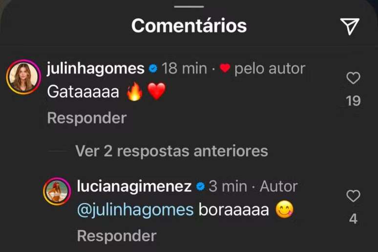 Julia Gomes elogia foto de Luciana Gimenez após negar rumores de affair