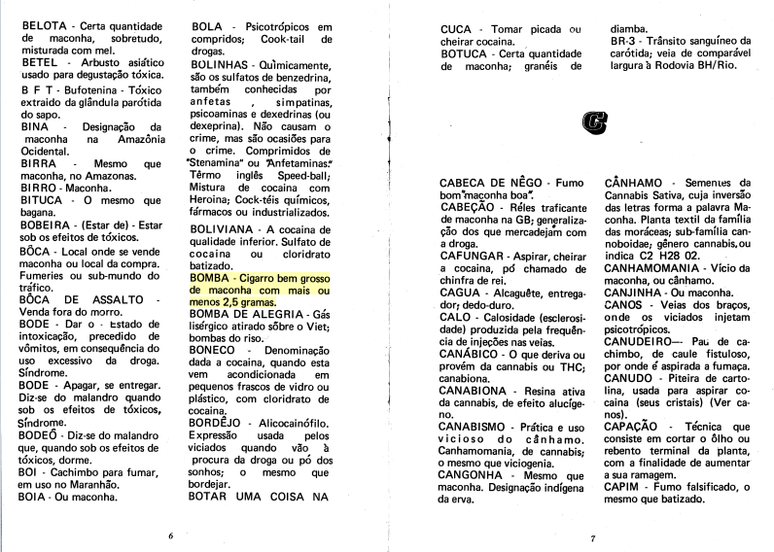 Trecho do glossário com destaque ao termo "bomba"