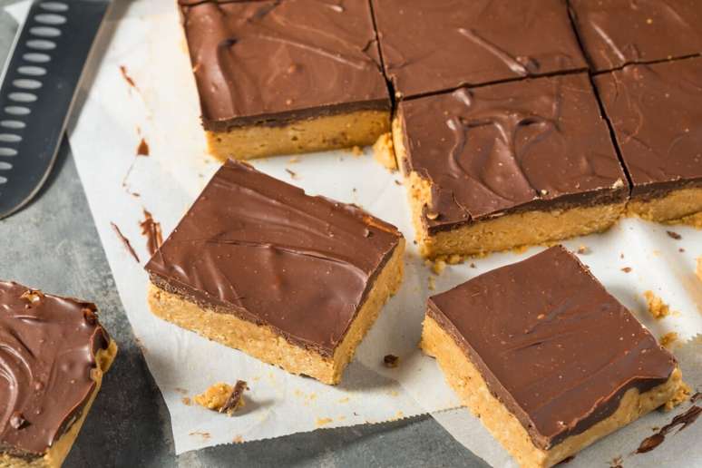 Barrinha de pasta de amendoim com chocolate