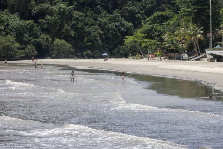 Praia do Perequê no Guarujá, litoral de São Paulo.