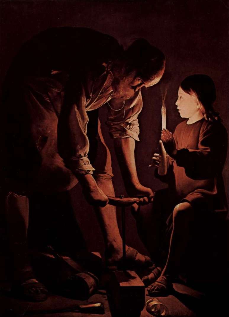 José e o Menino Jesus em obra de Georges de La Tour, feita em 1642