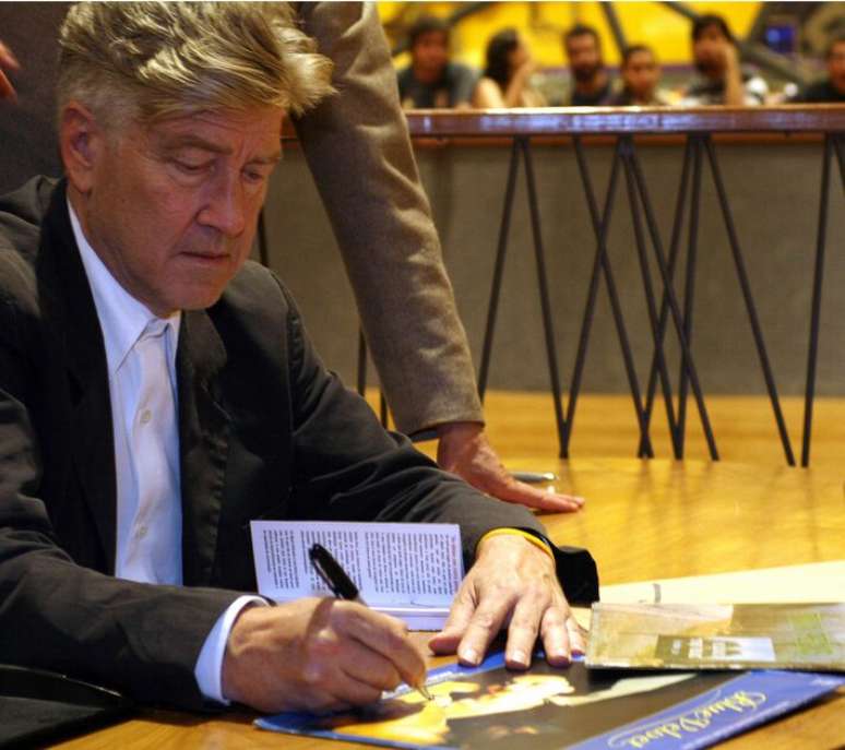 O cineasta David Lynch durante evento e sessão de autógrafos, na Livraria Cultura do Conjunto Nacional, em São Paulo, em 2008