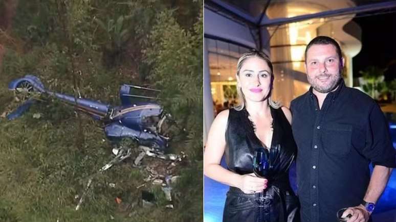 O casal André Feldman e Juliana Elisa Alves Maria, que estavam no helicóptero que caiu em Caieiras, na Grande SP