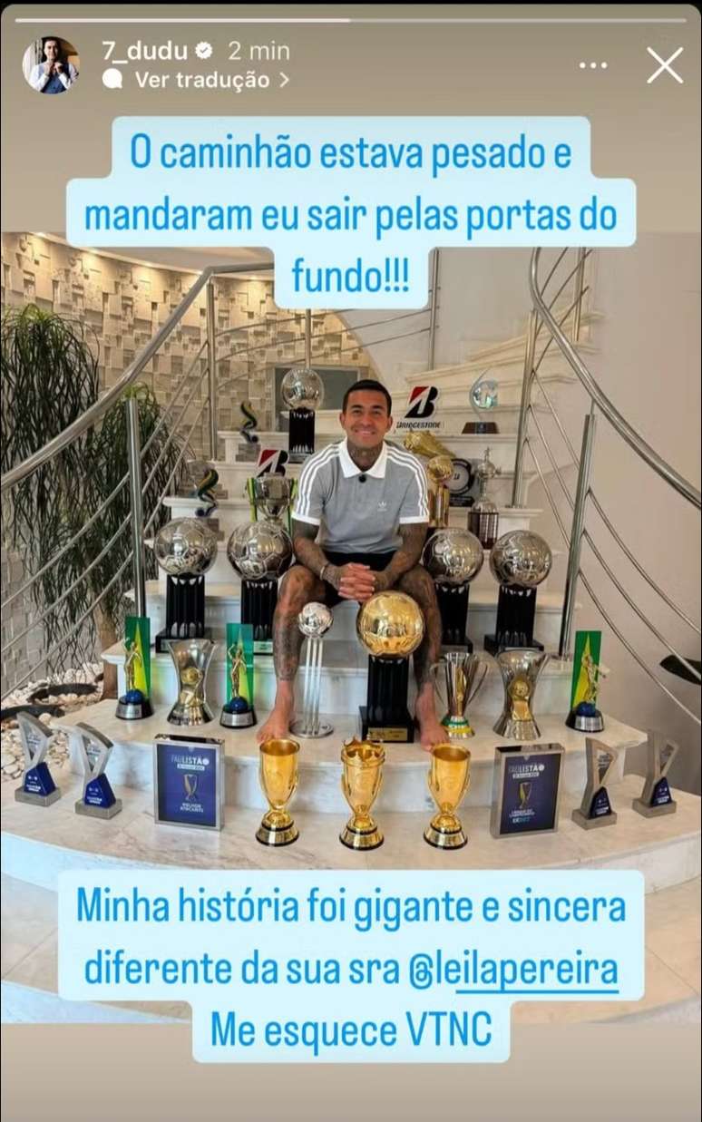 (REPRODUÇÃO: Storys do jogador Dudubet 13seu instagram @7_dudu )