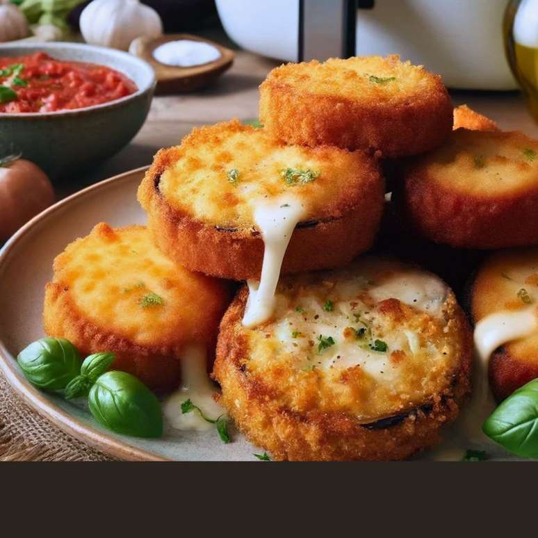 Stuffed breaded aubergines in the Airfryer: healthy and crunchy