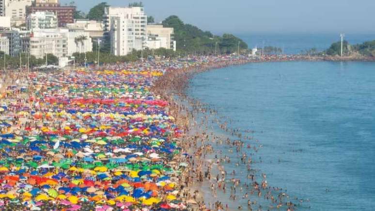 Praias lotados neste domingo de muito calor no Rio de Janeiro.