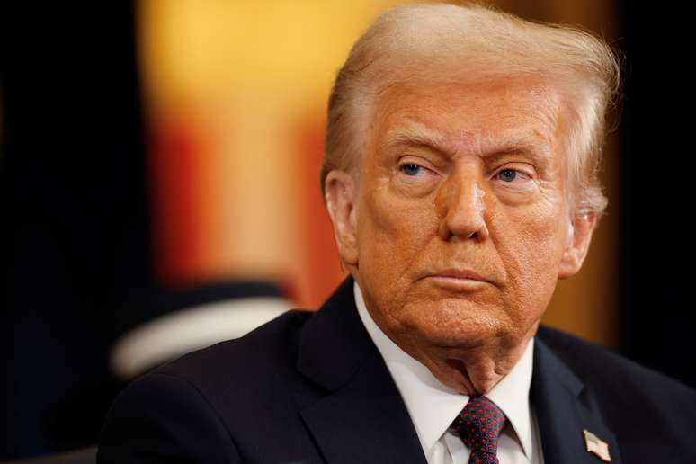Donald Trump, recém-empossado como o 47º presidente dos EUA, em solenidade de posse no Capitólio em Washington, DC