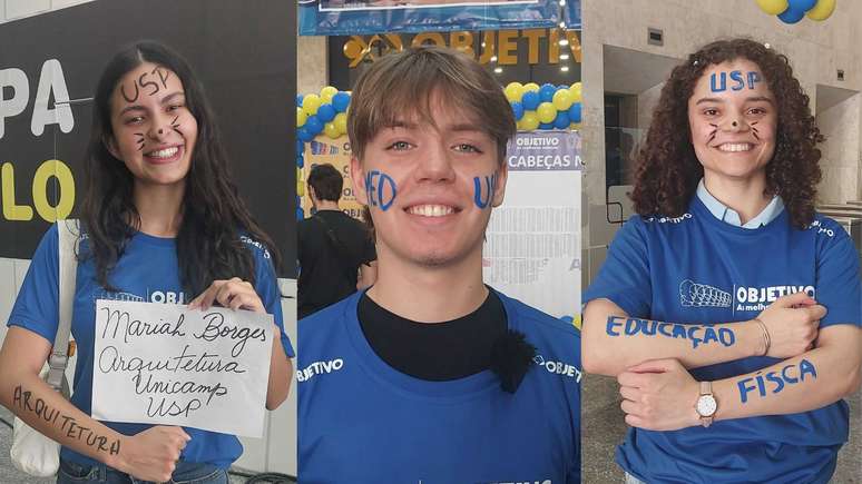 Mariah, Luiz Filippe e Júlia, aprovados na USP