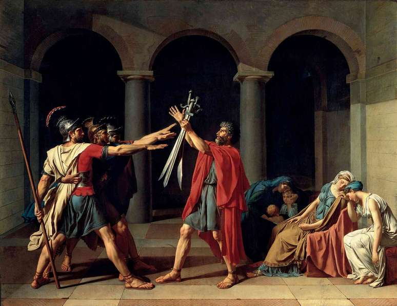 Impressão da pintura de Jacques-Louis David O Juramento dos Horatii