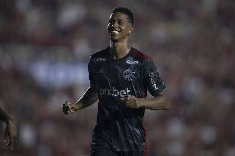 Carlinhos (Flamengo) celebrando seu gol contra o Bangu, no dia 22.01.2025 