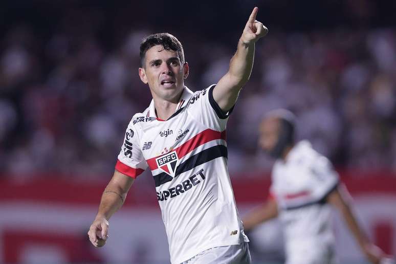 Oscar (S&atilde;o Paulo) comemorando seu gol contra o Corinthians, no dia 26.01.2025 