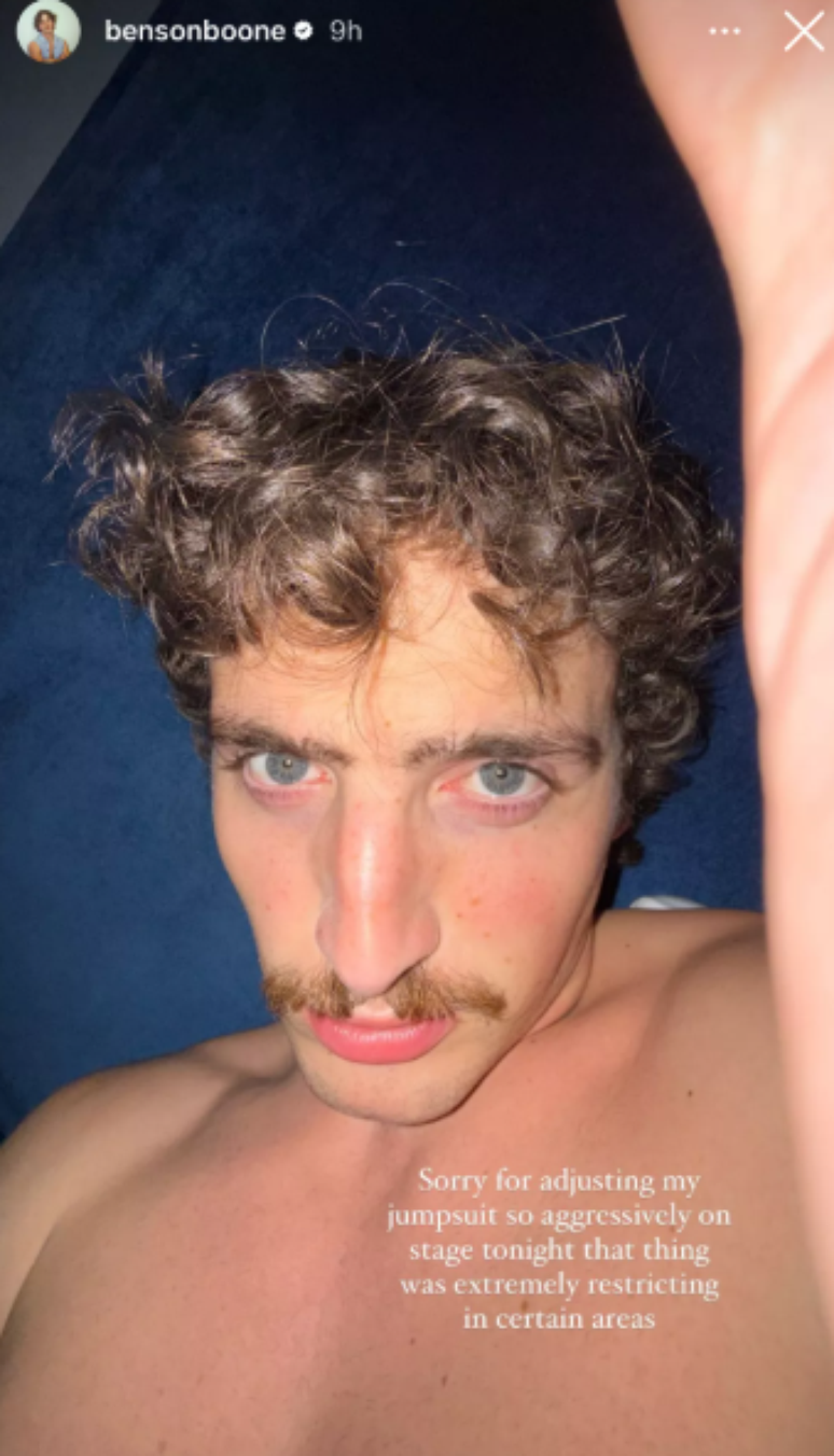 Benson Boone em story do Instagram