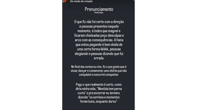 Pronunciamento de Ana Carolina
