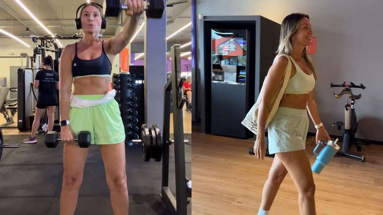 Luciana fazendo exercícios em sua rotina